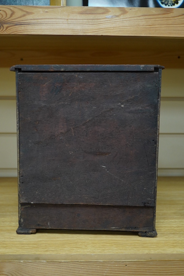 A Victorian miniature mahogany chest of drawers, 27cm high. Condition - poor